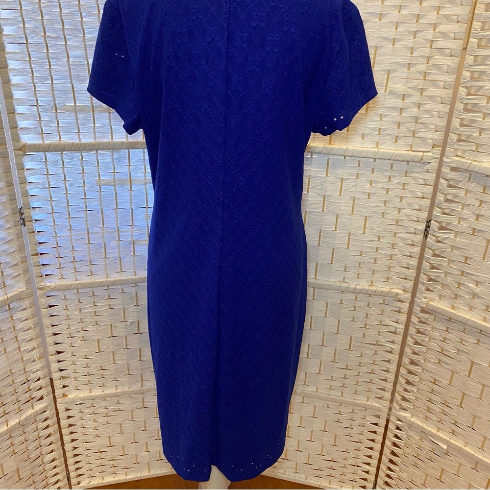 Elegant Royal Blue Eyelet Women's Dress size 12 - Picture 9 of 15